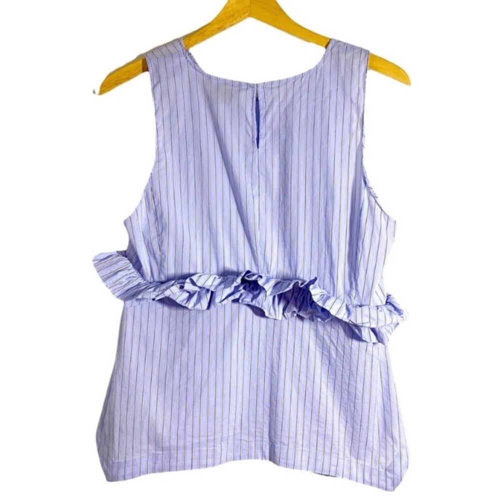 Trouve Blue & White Stripe Sleeveless Frill Ruffle Top, Size Medium - Picture 3 of 14